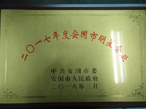 我公司被安國市委、市政府評為二〇一七年度明星企業(yè)